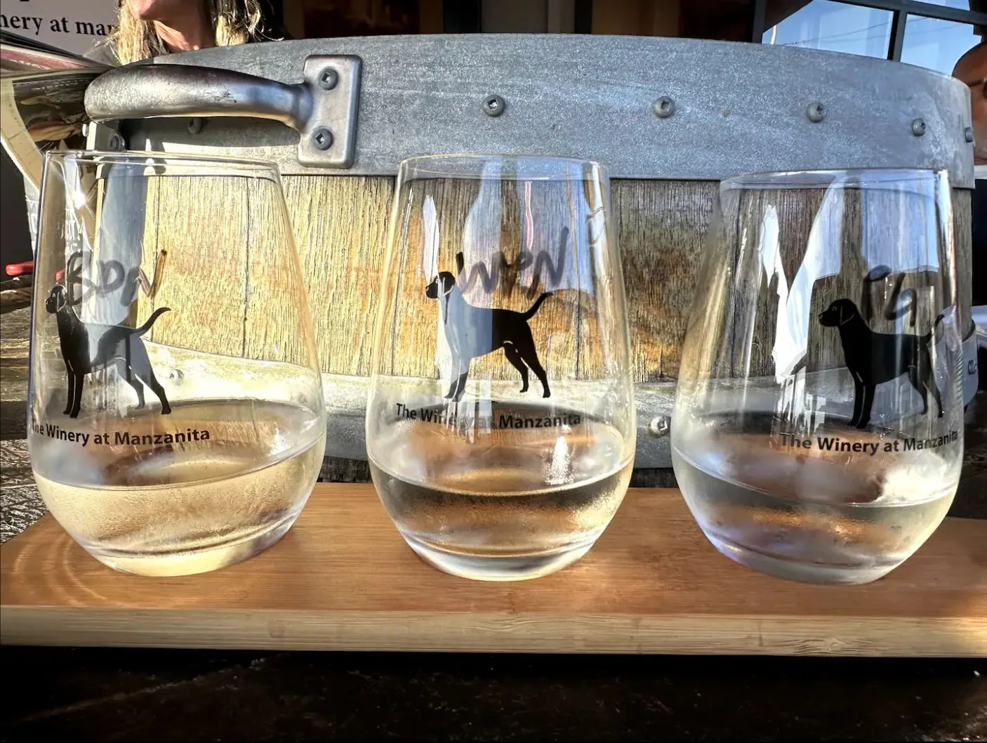 Wine flight at The Winery at Manzanita